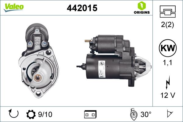 Valeo 442015 - Стартер autospares.lv