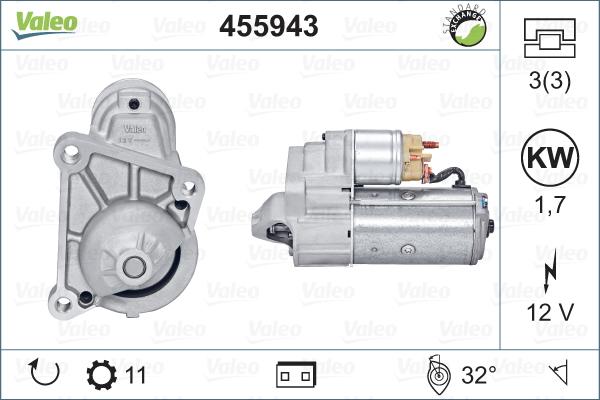 Valeo 455943 - Стартер autospares.lv