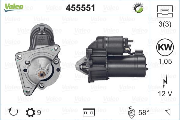 Valeo 455551 - Стартер autospares.lv