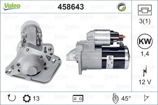 Valeo 458643 - Стартер autospares.lv