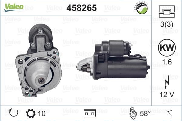 Valeo 458265 - Стартер autospares.lv