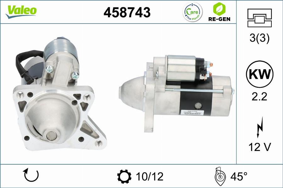 Valeo 458743 - Стартер autospares.lv