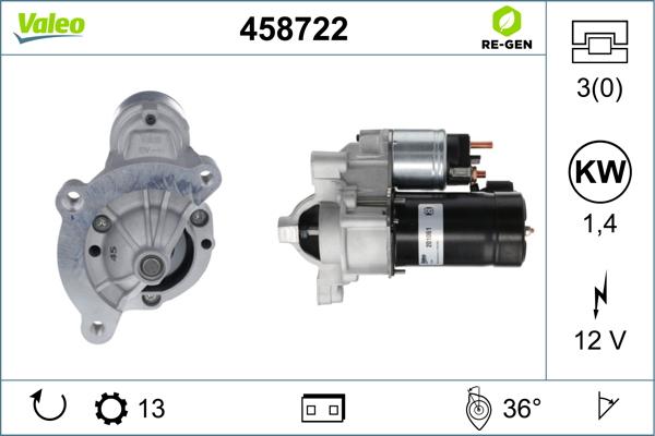 Valeo 458722 - Стартер autospares.lv