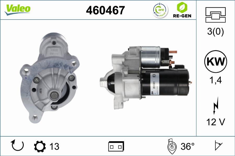 Valeo 460467 - Стартер autospares.lv