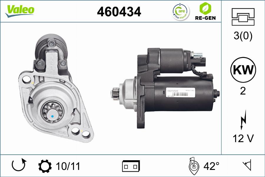 Valeo 460434 - Стартер autospares.lv