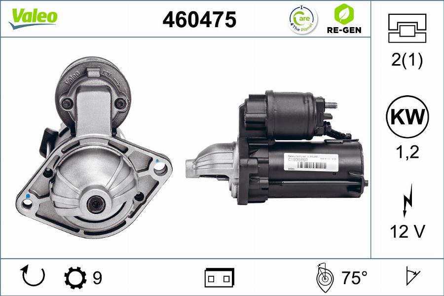 Valeo 460475 - Стартер autospares.lv