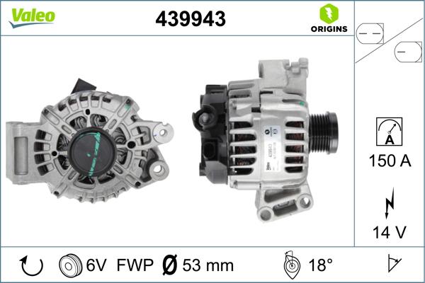 Valeo 439943 - Генератор autospares.lv