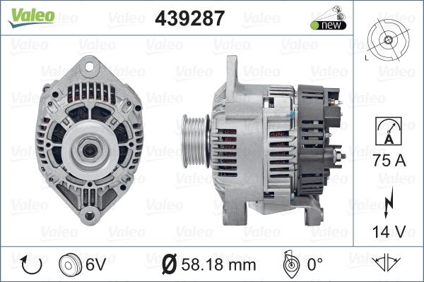 Valeo 439287 - Генератор autospares.lv