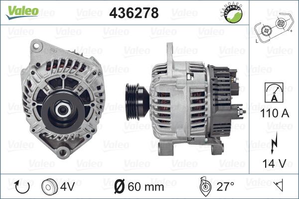 Valeo 436278 - Генератор autospares.lv