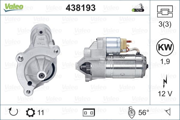 Valeo 438193 - Стартер autospares.lv