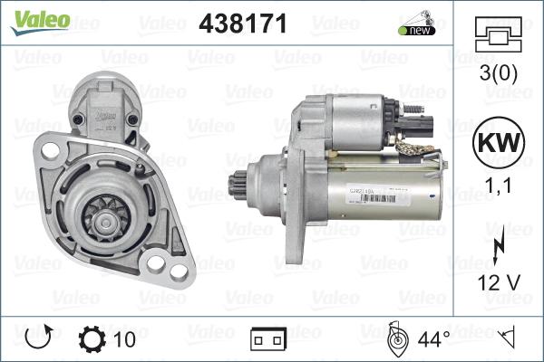 Valeo 438171 - Стартер autospares.lv