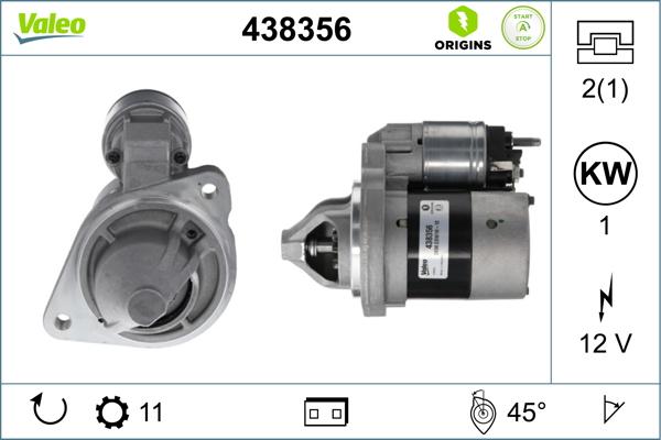 Valeo 438356 - Стартер autospares.lv