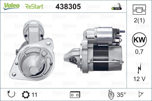 Valeo 438305 - Стартер autospares.lv