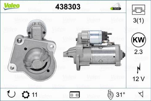 Valeo 438303 - Стартер autospares.lv