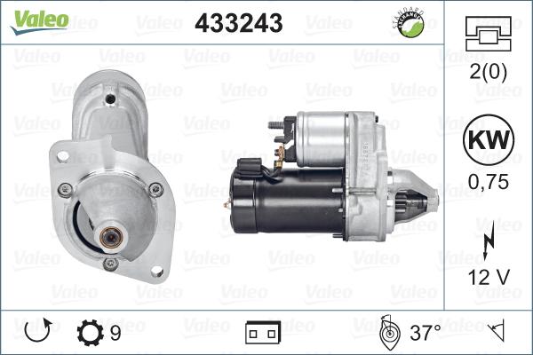 Valeo 433243 - Стартер autospares.lv