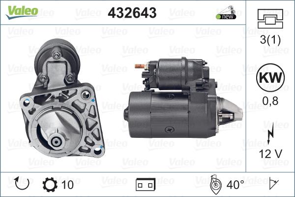 Valeo 432643 - Стартер autospares.lv