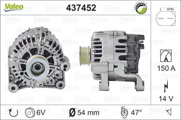 Valeo 437452 - Генератор autospares.lv