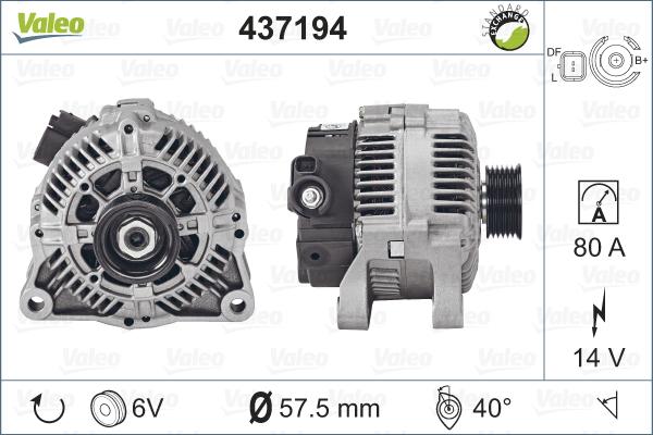 Valeo 437194 - Генератор autospares.lv