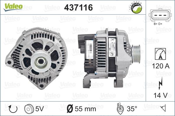 Valeo 437116 - Генератор autospares.lv