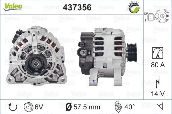 Valeo 437356 - Генератор autospares.lv