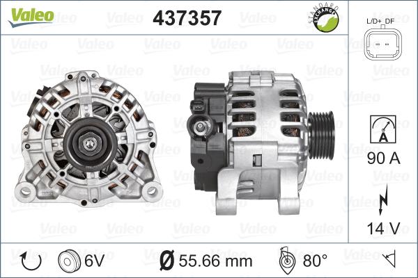 Valeo 437357 - Генератор autospares.lv