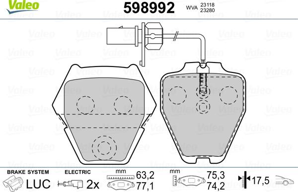 Valeo 598992 - Тормозные колодки, дисковые, комплект autospares.lv