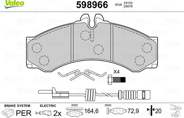 Valeo 598966 - Тормозные колодки, дисковые, комплект autospares.lv