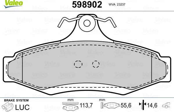 Valeo 598902 - Тормозные колодки, дисковые, комплект autospares.lv