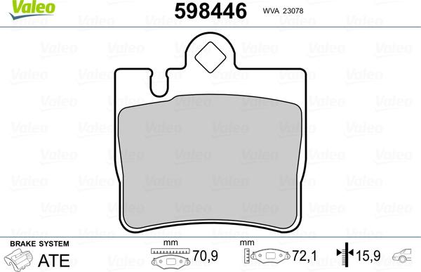 Valeo 598446 - Тормозные колодки, дисковые, комплект autospares.lv