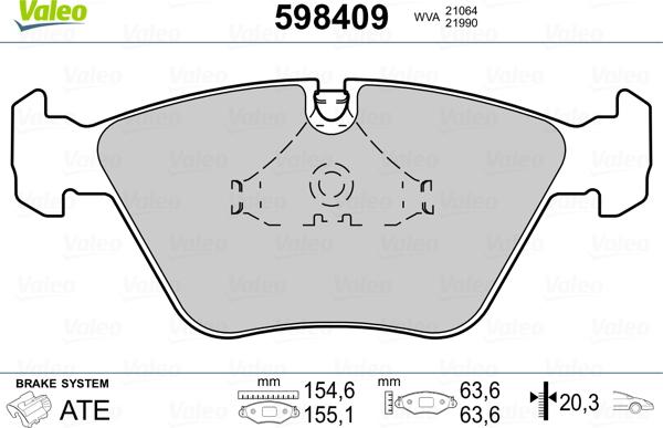 Valeo 598409 - Тормозные колодки, дисковые, комплект autospares.lv