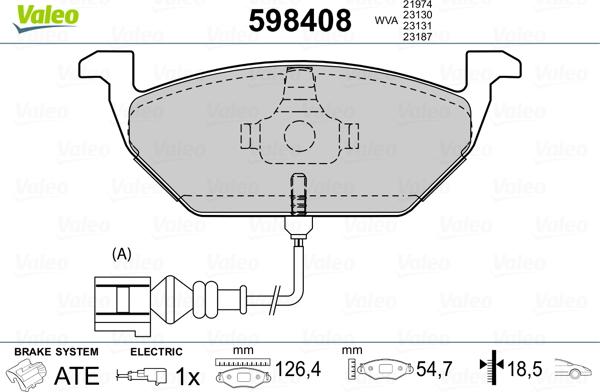 Valeo 598408 - Тормозные колодки, дисковые, комплект autospares.lv