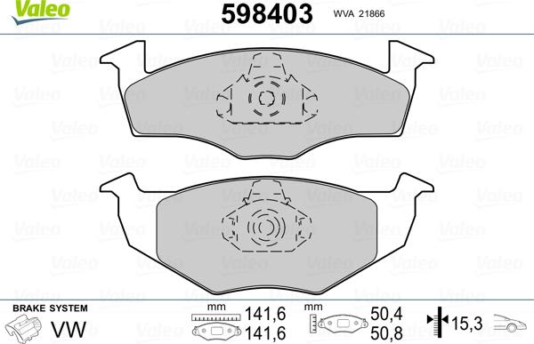 Valeo 598403 - Тормозные колодки, дисковые, комплект autospares.lv