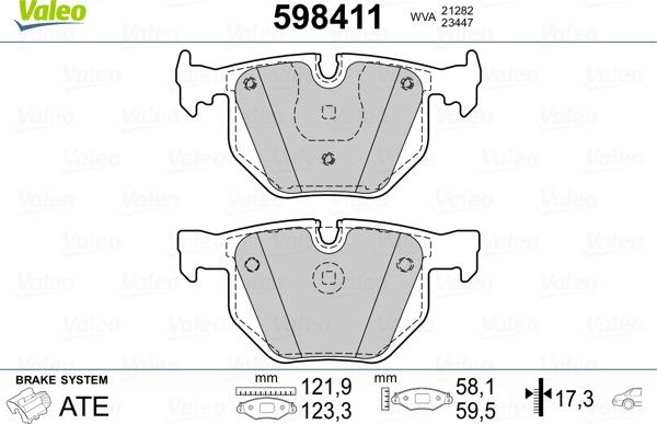 Valeo 598411 - Тормозные колодки, дисковые, комплект autospares.lv