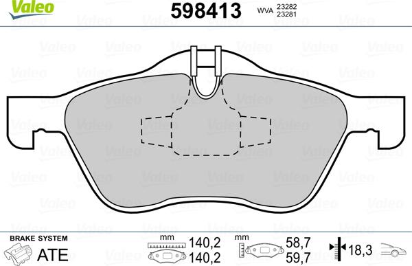 Valeo 598413 - Тормозные колодки, дисковые, комплект autospares.lv