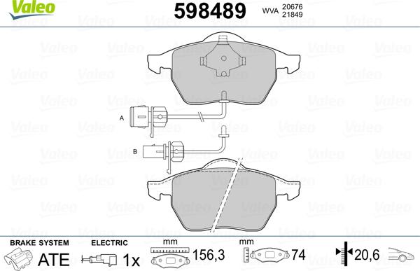 Valeo 598489 - Тормозные колодки, дисковые, комплект autospares.lv