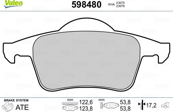 Valeo 598480 - Тормозные колодки, дисковые, комплект autospares.lv