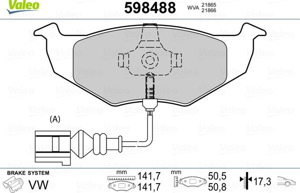 Valeo 598488 - Тормозные колодки, дисковые, комплект autospares.lv