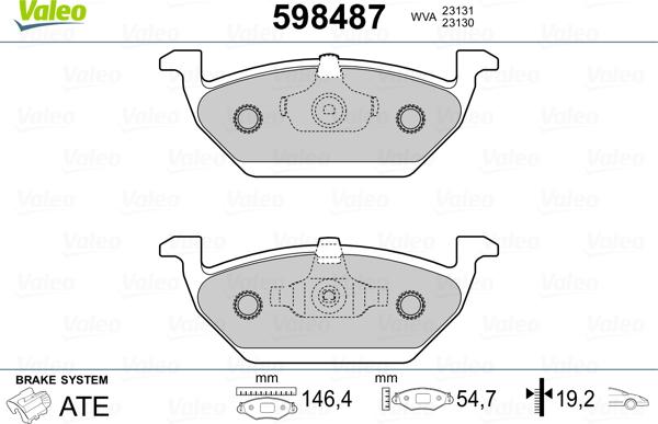 Valeo 598487 - Тормозные колодки, дисковые, комплект autospares.lv