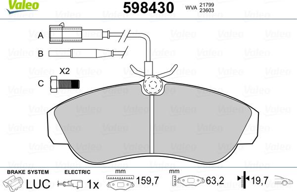 Valeo 598430 - Тормозные колодки, дисковые, комплект autospares.lv