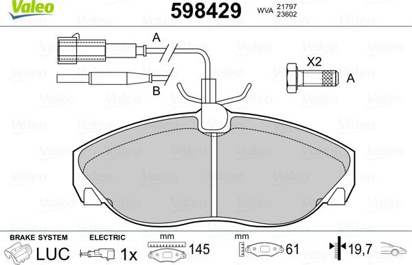 Valeo 598429 - Тормозные колодки, дисковые, комплект autospares.lv