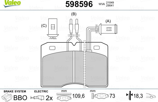 Valeo 598596 - Тормозные колодки, дисковые, комплект autospares.lv