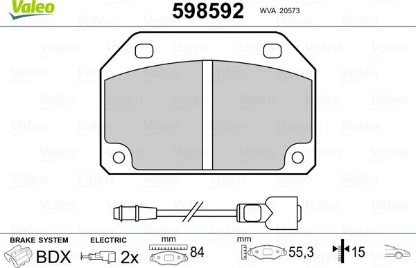 Valeo 598592 - Тормозные колодки, дисковые, комплект autospares.lv