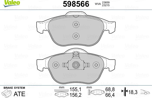 Valeo 598566 - Тормозные колодки, дисковые, комплект autospares.lv