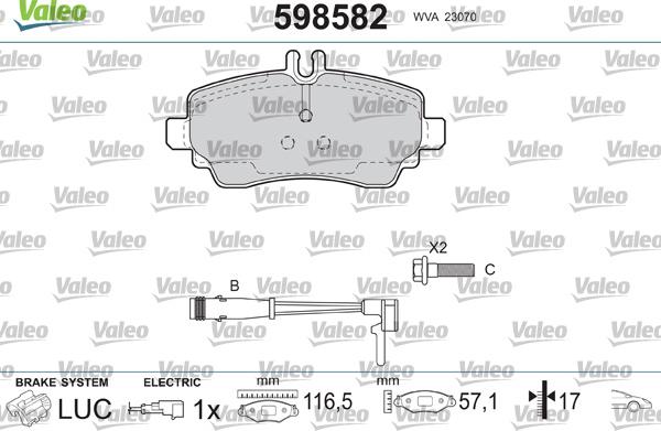 Valeo 598582 - Тормозные колодки, дисковые, комплект autospares.lv