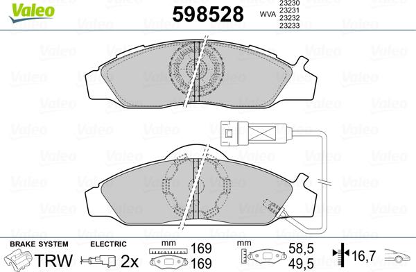 Valeo 598528 - Тормозные колодки, дисковые, комплект autospares.lv