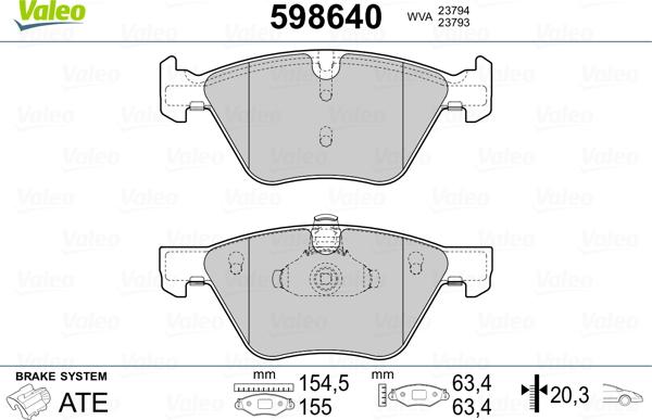 Valeo 598640 - Тормозные колодки, дисковые, комплект autospares.lv