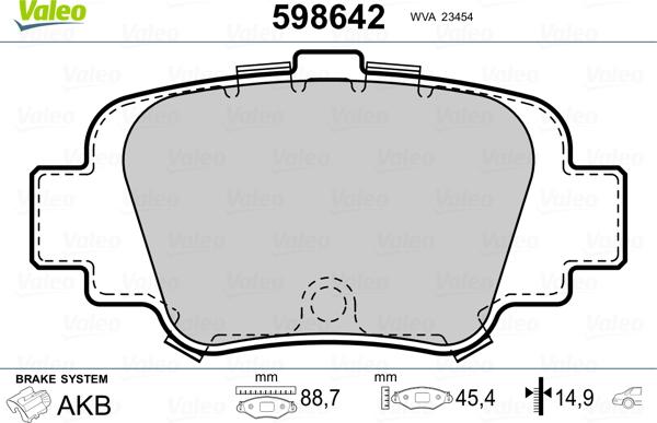 Valeo 598642 - Тормозные колодки, дисковые, комплект autospares.lv