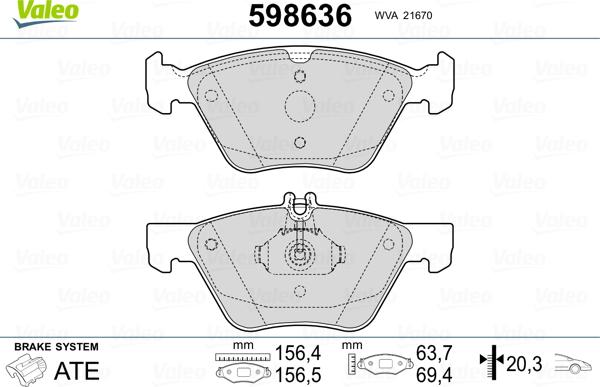 Valeo 598636 - Тормозные колодки, дисковые, комплект autospares.lv