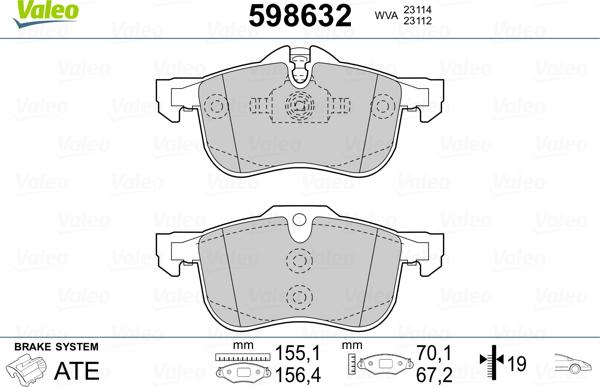 Valeo 598632 - Тормозные колодки, дисковые, комплект autospares.lv