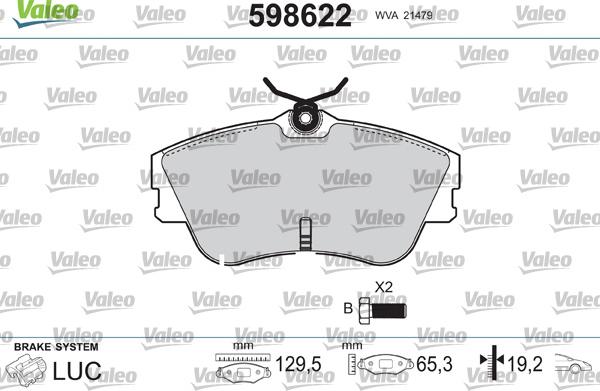 Valeo 598622 - Тормозные колодки, дисковые, комплект autospares.lv